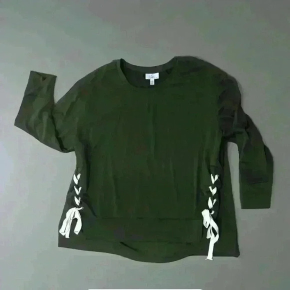 Women’s OSO Casuals Lace Up Side Sweatshirt Hunter Green Size 2X - Picture 1 of 8
